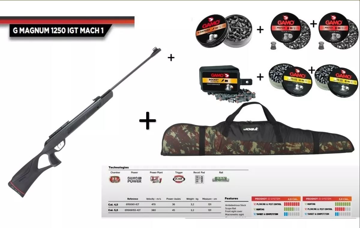 Gamo G-Magnum 1250 IGT Mach 1 Pressao 5,5mm Gas Ram